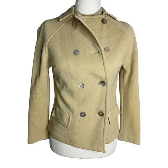 Vintage 60s 3 Piece Wool Jacket Pant Set XS Beige Orange Mod Preppy Collegiate - Picture 2 of 12